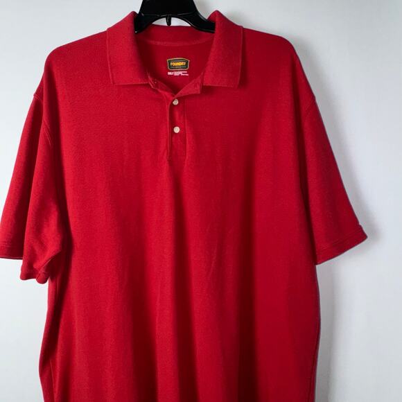 Foundary Men Big &‎ Tall Collard Polo Solid Shirt Short Sleeve Size 3XLT Red - Picture 5 of 8